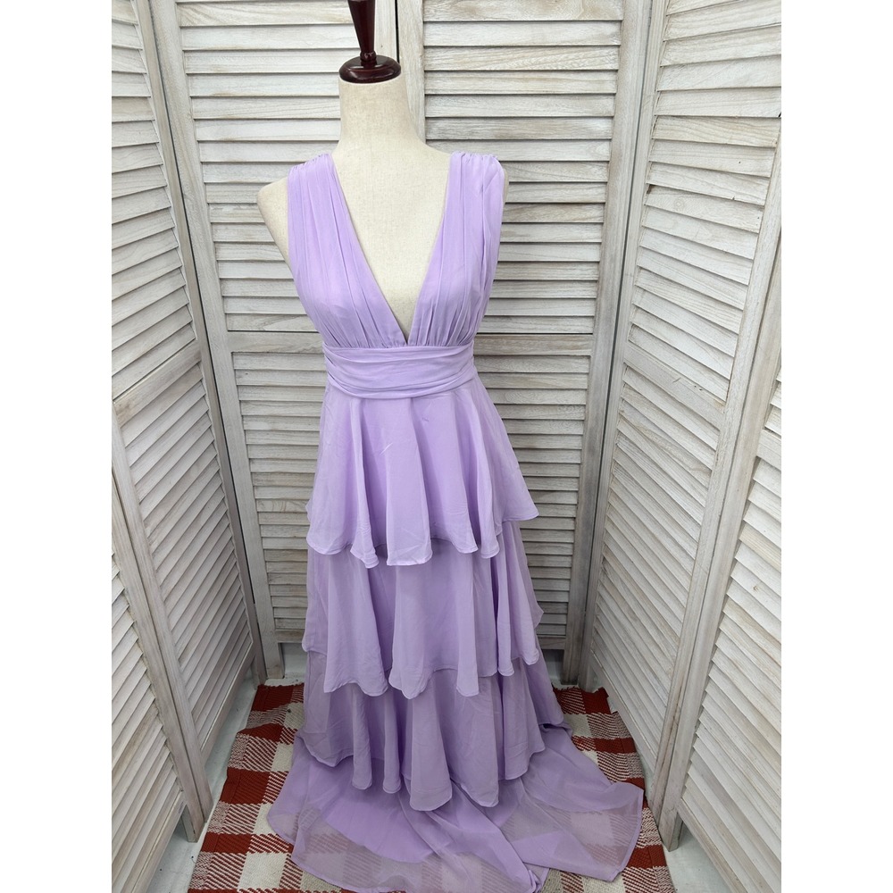 NEW Lulus Tiered Maxi Dress Small Lavender Purple Formal Evening Gown